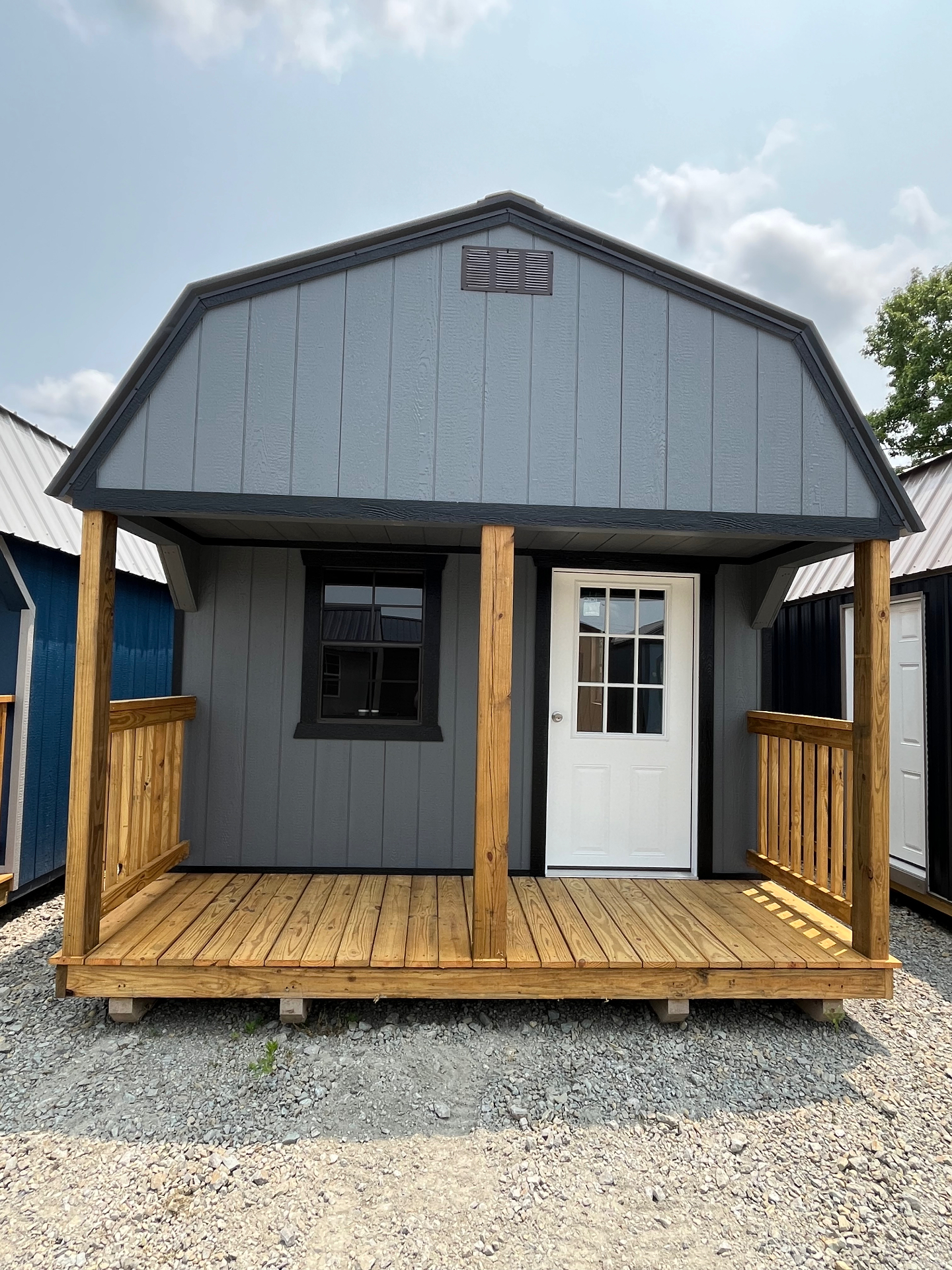 Lofted Cabin - Gray exterior front view