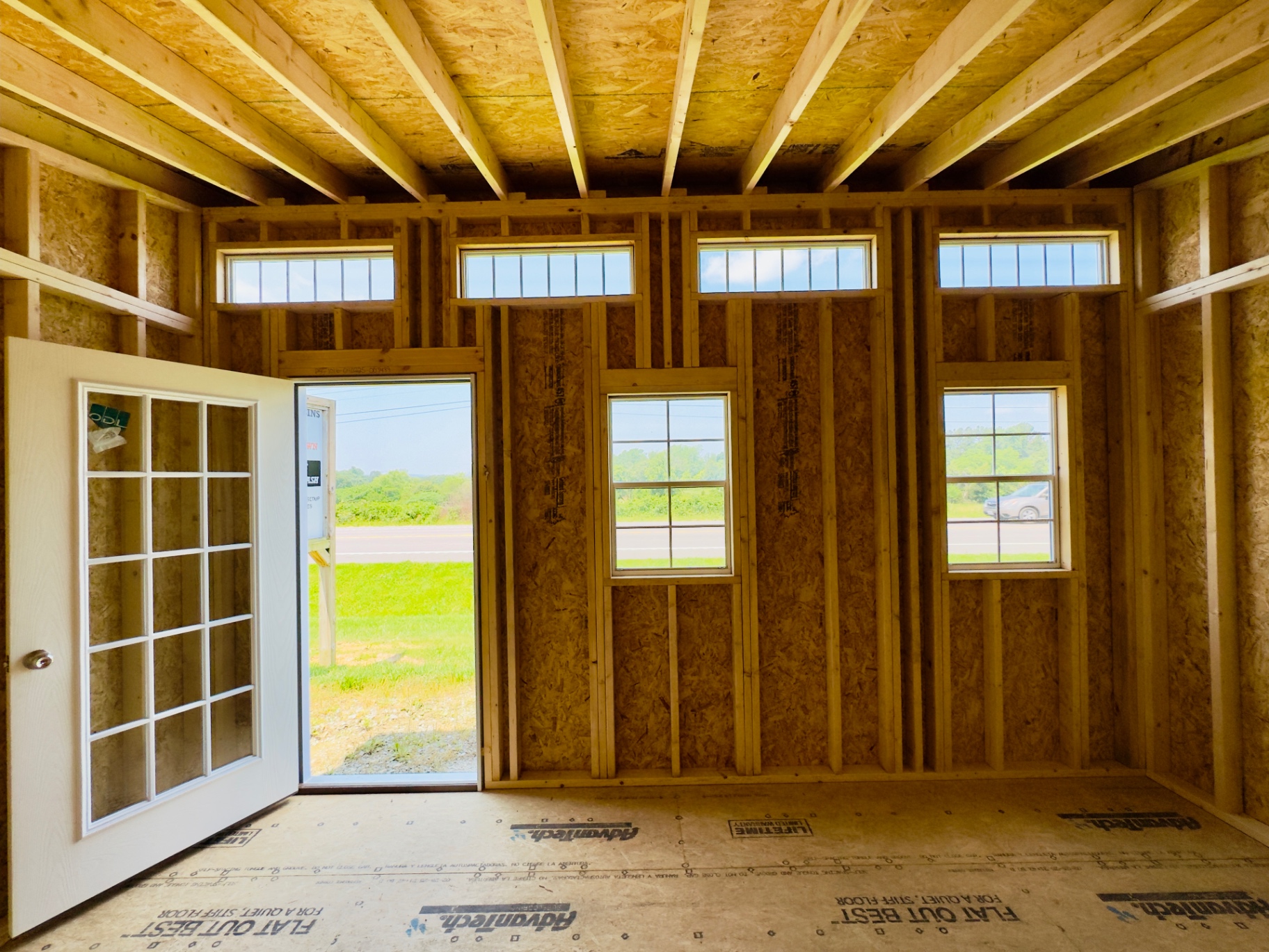 Modern Shed interior windows and door